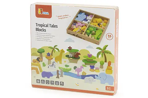 Dřevěné africké bloky 55 kusů