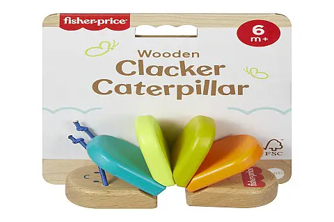 Fisher Price Dřevěná klapající housenka JCY39