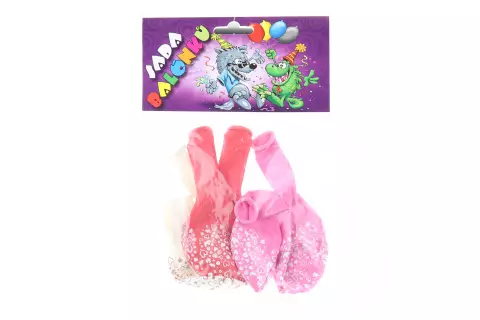 Balonky kulatý s potiskem srdce, sada 6 ks - bílá, růžová, červe