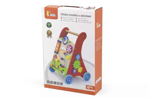 Dřevěné chodítko s herními prvky v české krabici