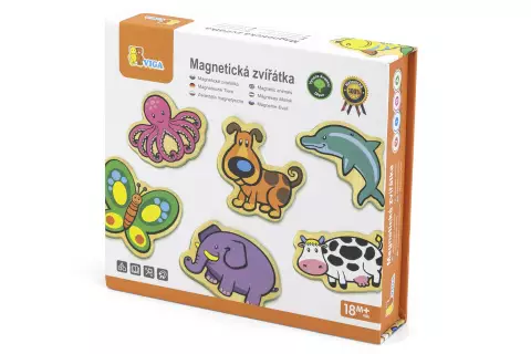 Dřevěné magnety 20 ks - zvířátka v české krabici