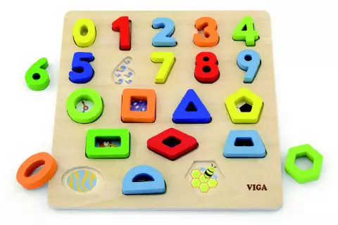 Dřevěná vkládačka - čísla a tvary
