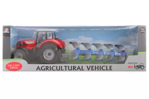 Traktor s orným pluhem