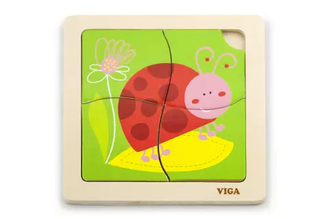Dřevěné puzzle 4 dílky - beruška