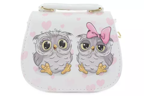 Kabelka bílá sovičky