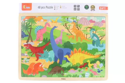 Dřevěné puzzle 48 dílků - dinosauři