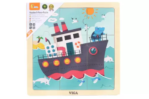 Dřevěné puzzle 9 dílků - loď