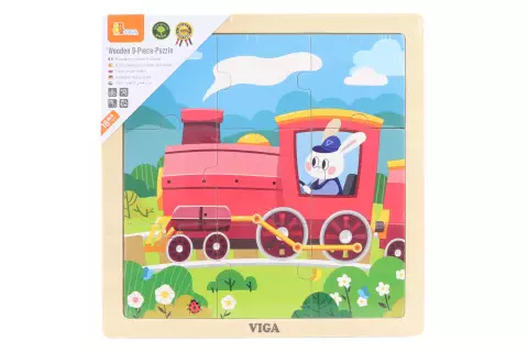 Dřevěné puzzle 9 dílků - mašinka