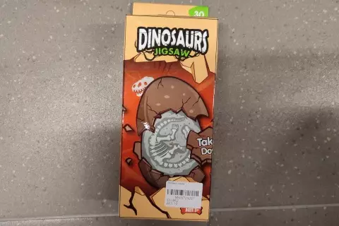 Puzzle 30 dílků dino + vejce s kostrou dinosaura
