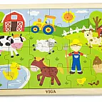 Dřevěné puzzle 24 dílků - farma