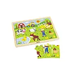 Dřevěné puzzle 24 dílků - farma