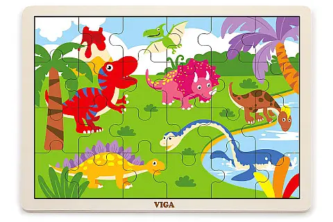 Dřevěné puzzle 24 dílků - dinosauři