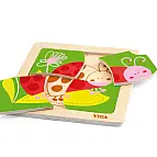 Dřevěné puzzle 4 dílky - beruška