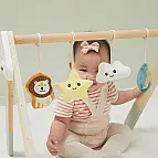 Dřevěná hrazdička s hračkami