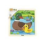 Dřevěné puzzle 9 dílků - kachna