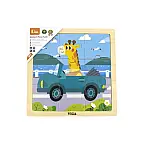 Dřevěné puzzle 9 dílků - auto