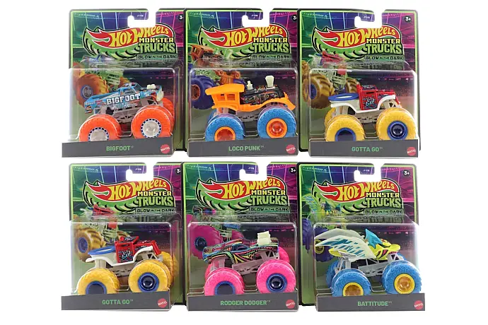Hot Wheels Monster Trucks svítící ve tmě  JFX08