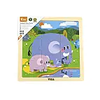 Dřevěné puzzle 9 dílků - sloni