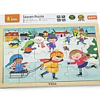 Dřevěné puzzle 24 dílků - zima