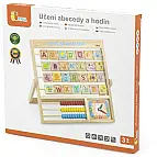 Dřevěná abeceda a hodiny v českém jazyce