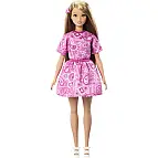 Barbie Fashionistas Modelka v šatech s růžovým paisley vzorem JJ