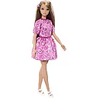 Barbie Fashionistas Modelka v šatech s růžovým paisley vzorem JJ