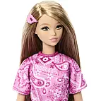 Barbie Fashionistas Modelka v šatech s růžovým paisley vzorem JJ