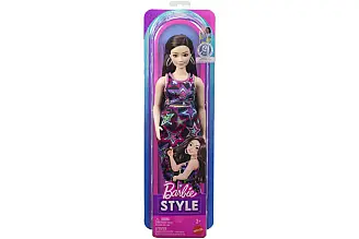 Barbie Fashionistas Modelka v šatech s barevnými hvězdami JJN64