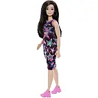 Barbie Fashionistas Modelka v šatech s barevnými hvězdami JJN64