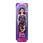 Barbie Fashionistas Modelka v šatech s barevnými hvězdami JJN64