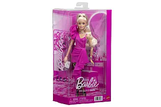 Barbie Deluxe Style Modelka v růžových šatech s volánem JJN73