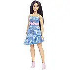 Barbie modelka - modré šaty s motýlky HYT89