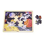 Dřevěné puzzle - zvířátka ve vesmíru 24 dílků