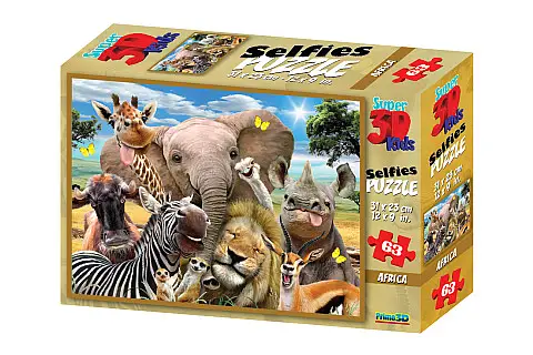 Puzzle 3D - Smějící se africká zvířata