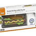 Dřevěná sada hotdog a mléko