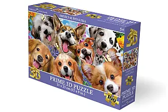 Puzzle 3D - Smějící se štěňátka