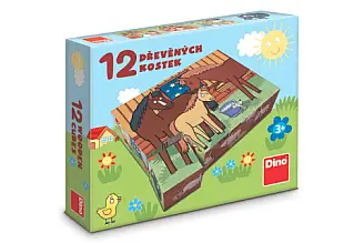 Dřevěné licenční kostky Domácí zvířátka 12ks