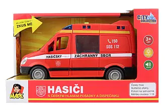 Auto hasičská dodávka na setrvačník s reálným hlasem posádky