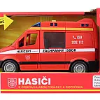 Auto hasičská dodávka na setrvačník s reálným hlasem posádky