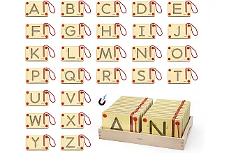 Dřevěná magnetická psací tabulka - písmenka